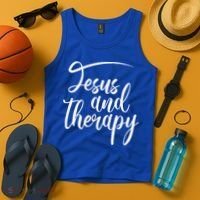 Jesus And Therapy Religious Christian Humor Funny Gift Tank Top thumb 4