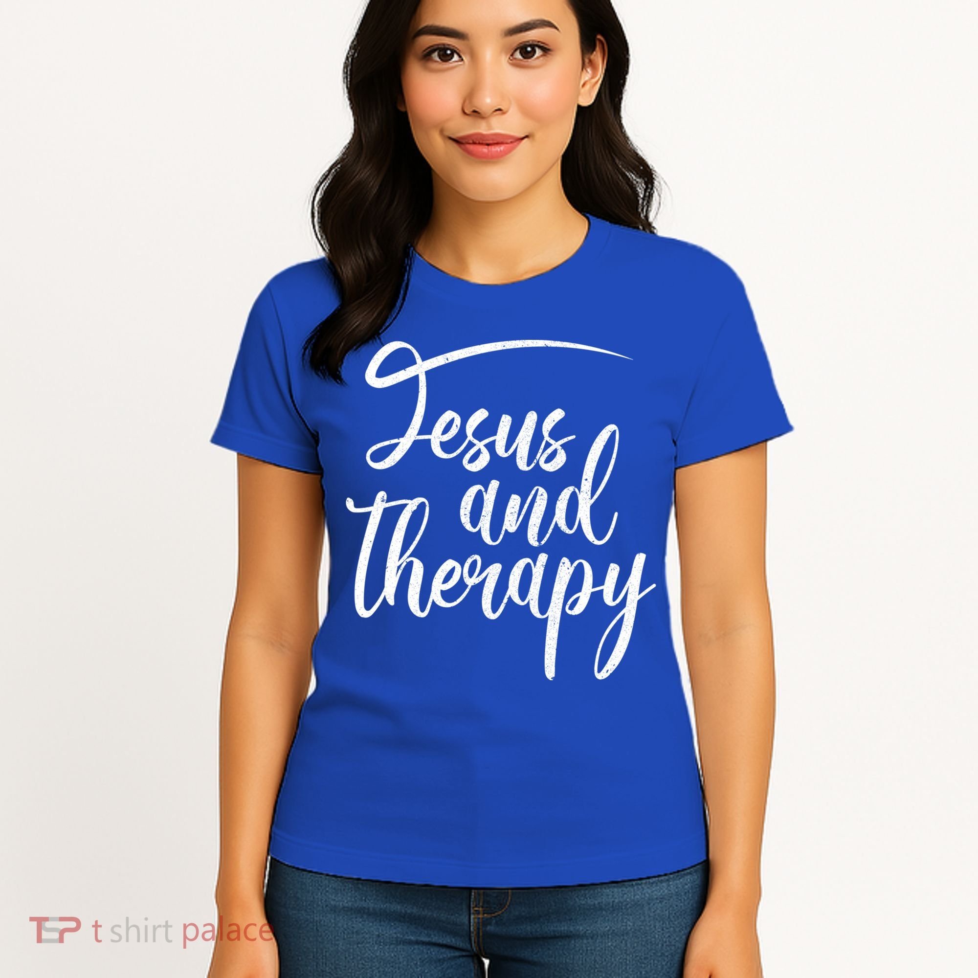 Jesus And Therapy Religious Christian Humor Funny Gift Women's T-Shirt
