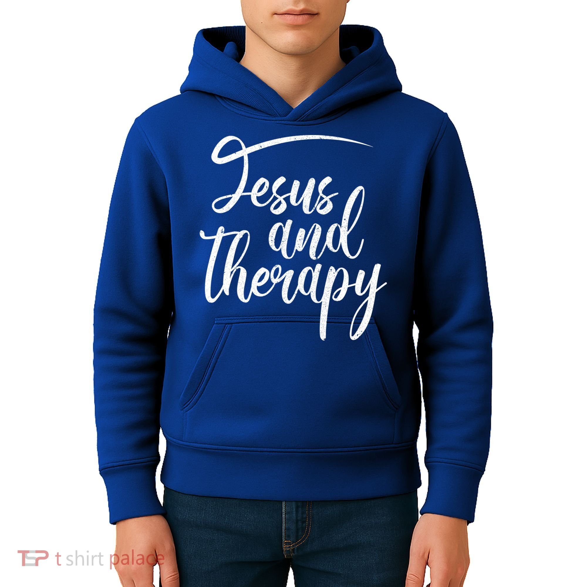 Jesus And Therapy Religious Christian Humor Funny Gift Kids Hoodie