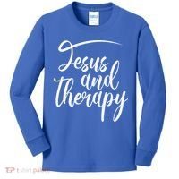Jesus And Therapy Religious Christian Humor Funny Gift Kids Long Sleeve Shirt thumb 0