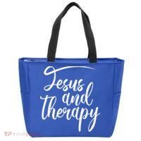 Jesus And Therapy Religious Christian Humor Funny Gift Tote Bag thumb 0