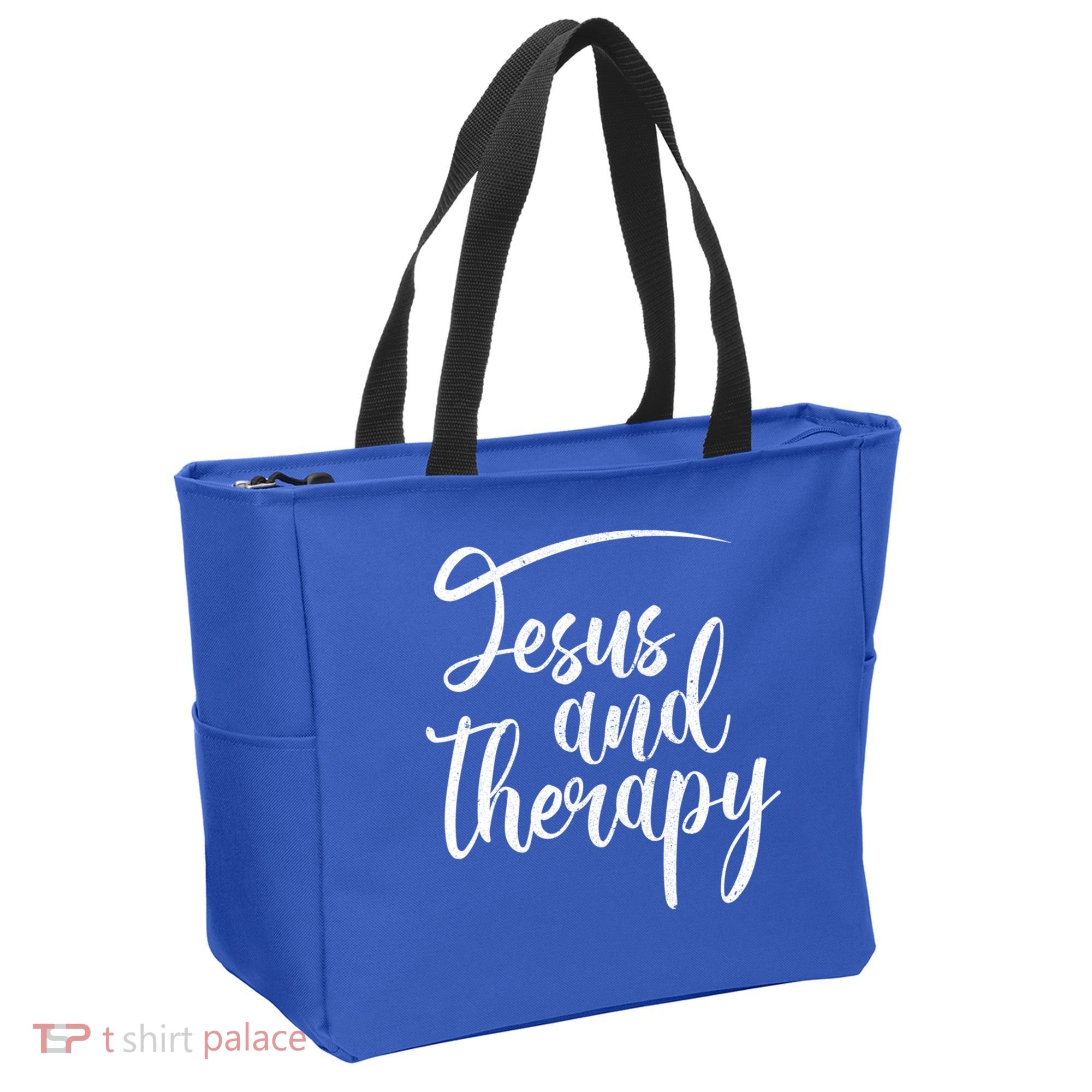 Jesus And Therapy Religious Christian Humor Funny Gift Tote Bag