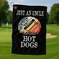 Just An Uncle Who Loves Hot Dogs Golf Towel thumb 1