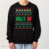 Jolly AF Ugly Christmas Offensive Humor Women's Sweatshirt thumb 0