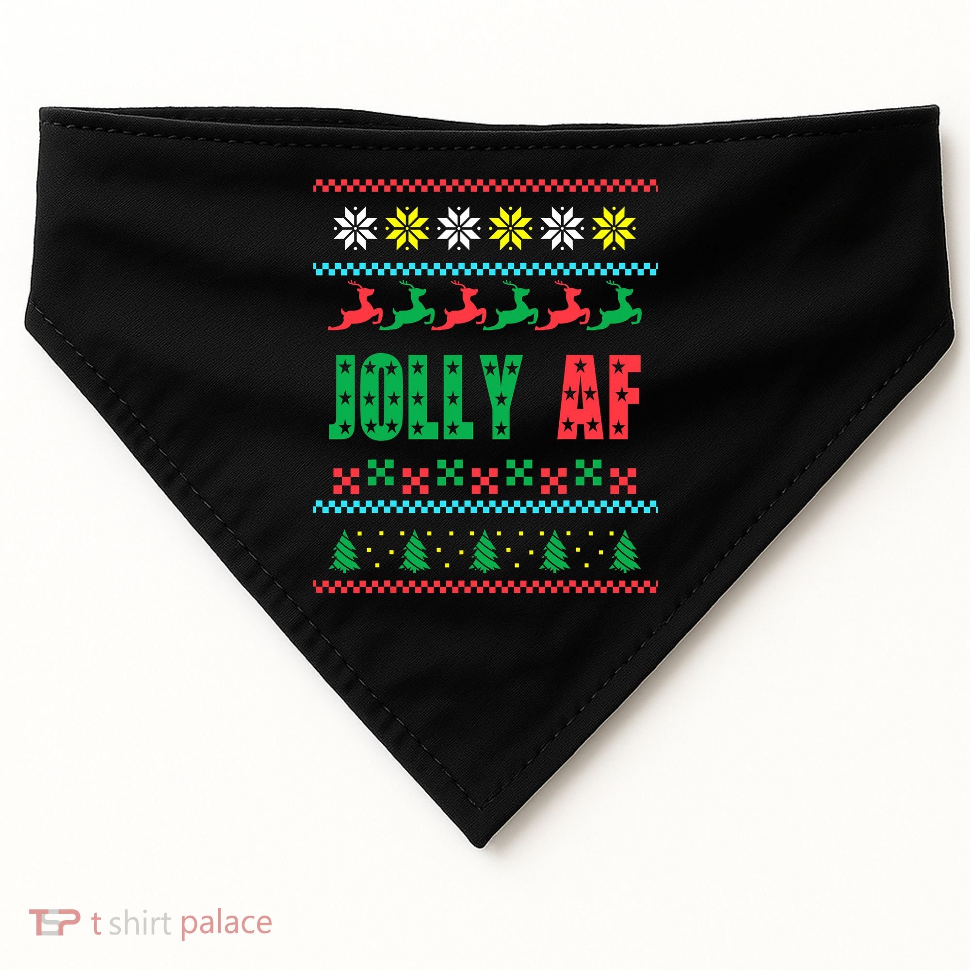 Jolly AF Ugly Christmas Offensive Humor USA-Made Doggie Bandana