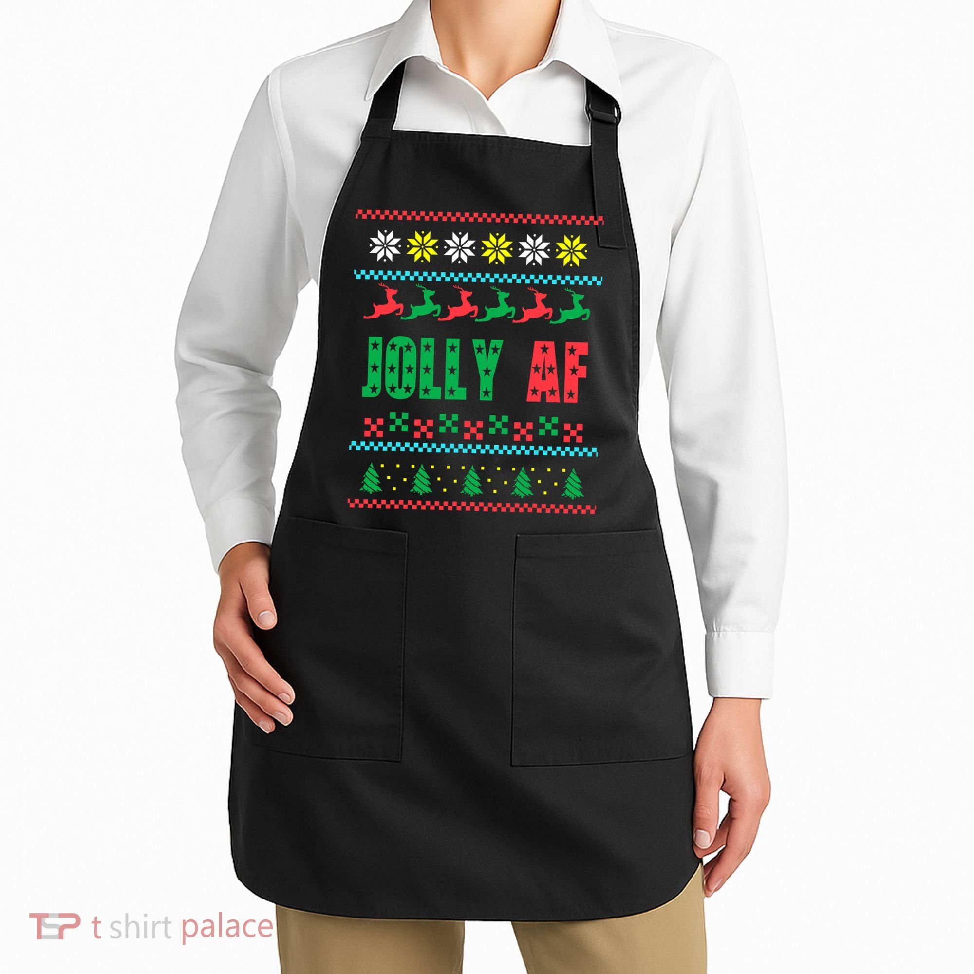 Jolly AF Ugly Christmas Offensive Humor Apron