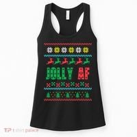 Jolly AF Ugly Christmas Offensive Humor Women's Tank Top thumb 0