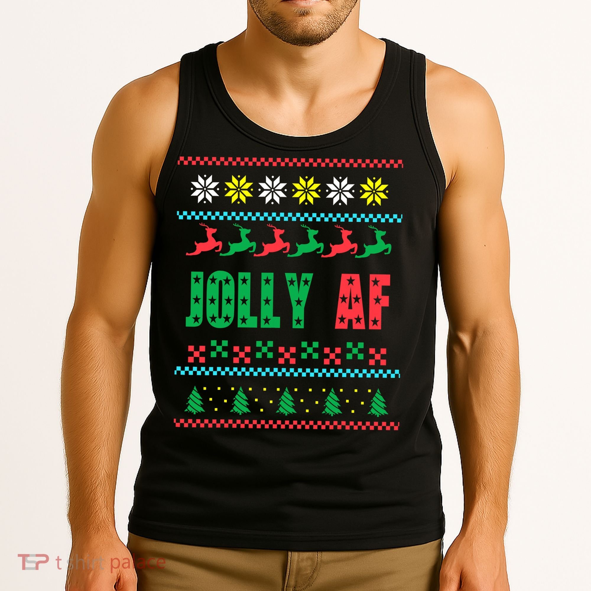 Jolly AF Ugly Christmas Offensive Humor Tank Top