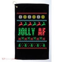 Jolly AF Ugly Christmas Offensive Humor Golf Towel thumb 0