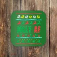 Jolly AF Ugly Christmas Offensive Humor Coaster thumb 0