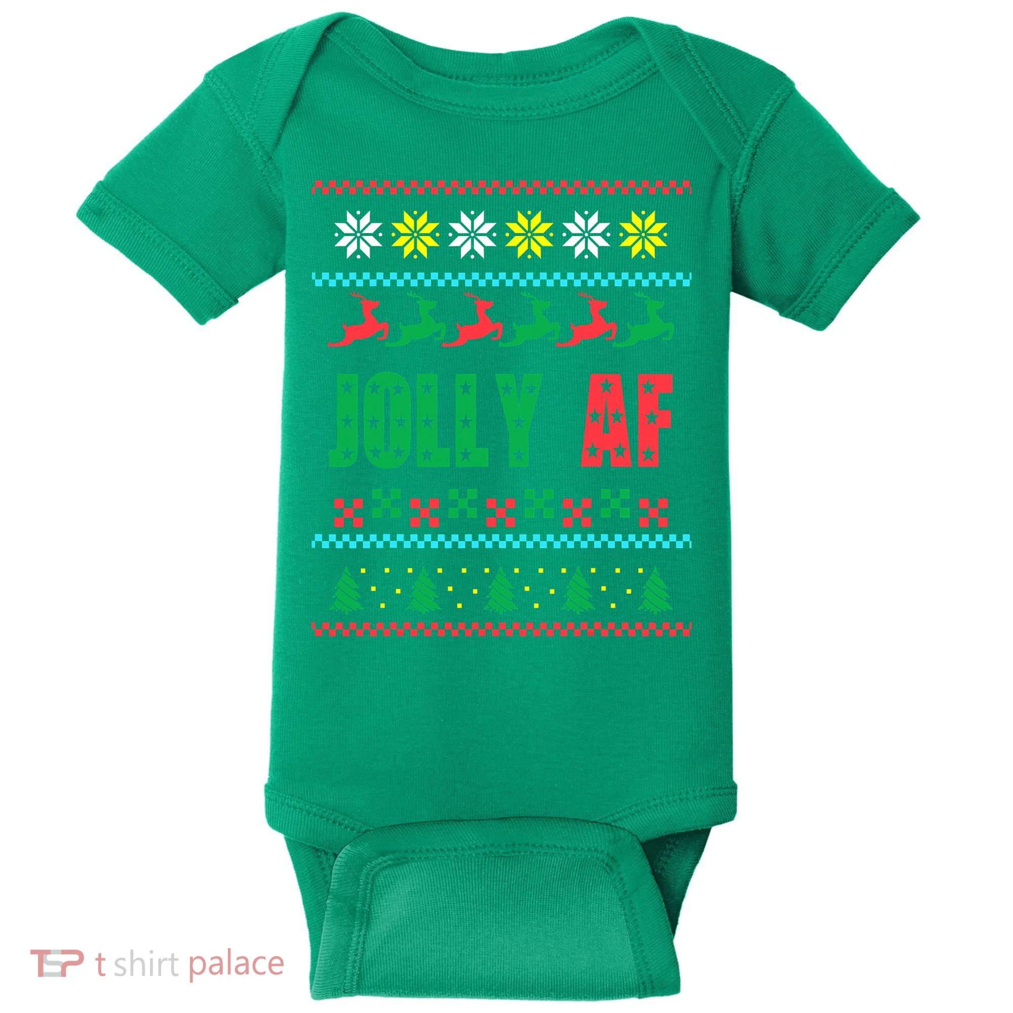 Jolly AF Ugly Christmas Offensive Humor Baby Bodysuit