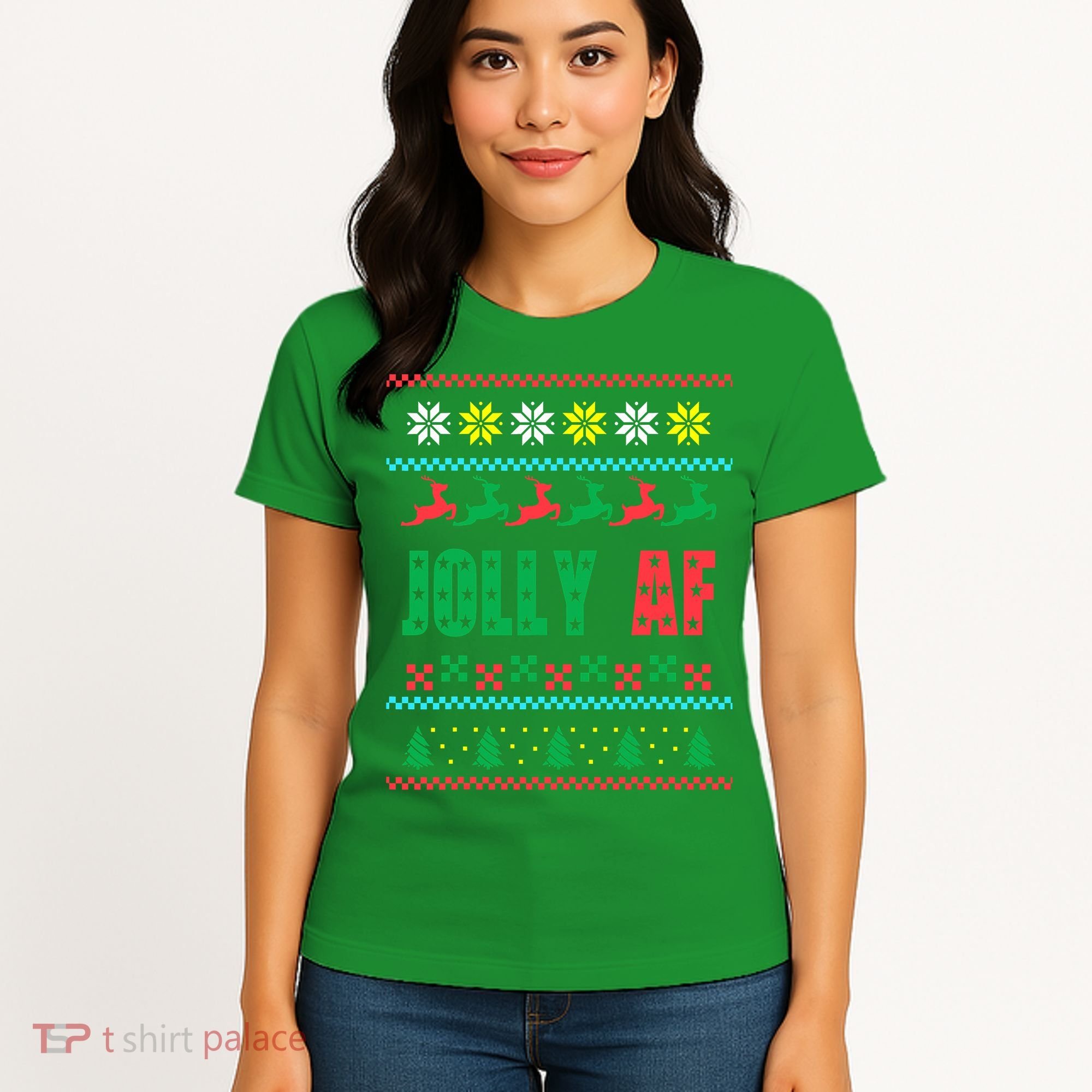 Jolly AF Ugly Christmas Offensive Humor Women's T-Shirt