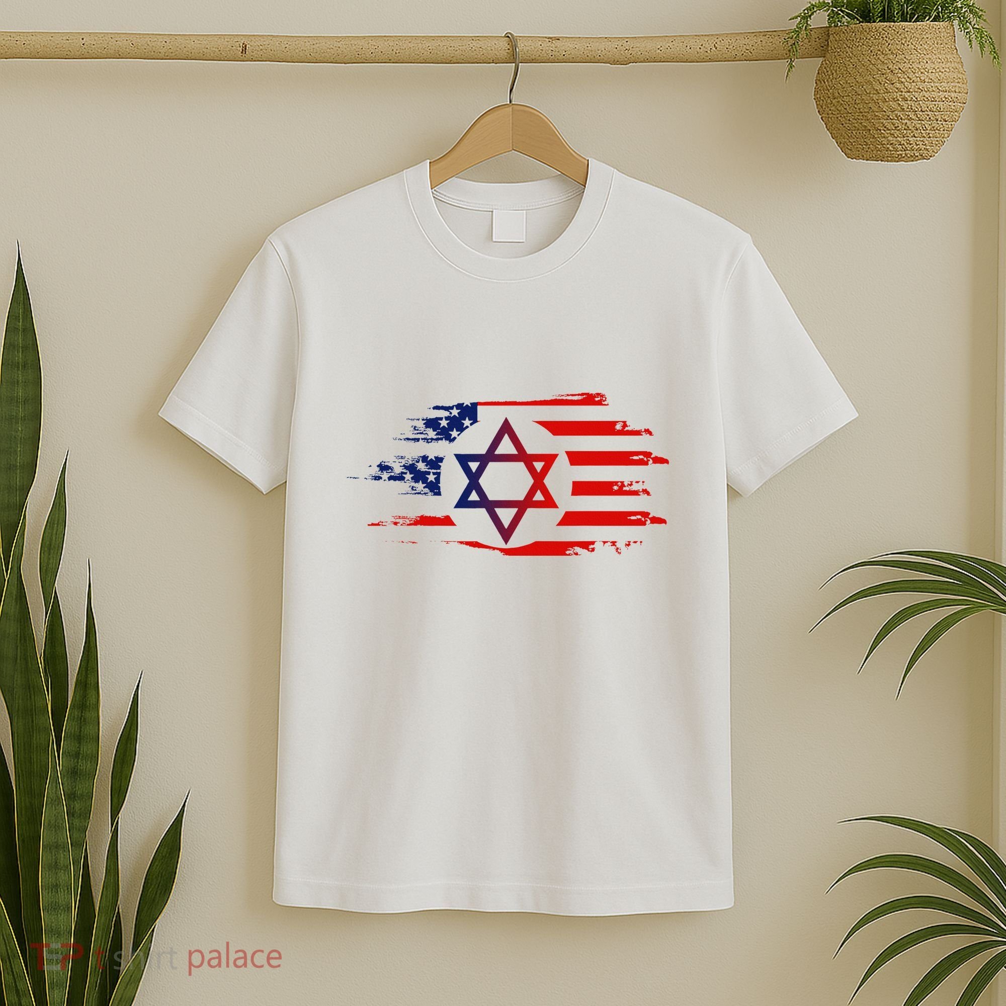 Jewish American Usa Flag With Star Of David Israel T-Shirt