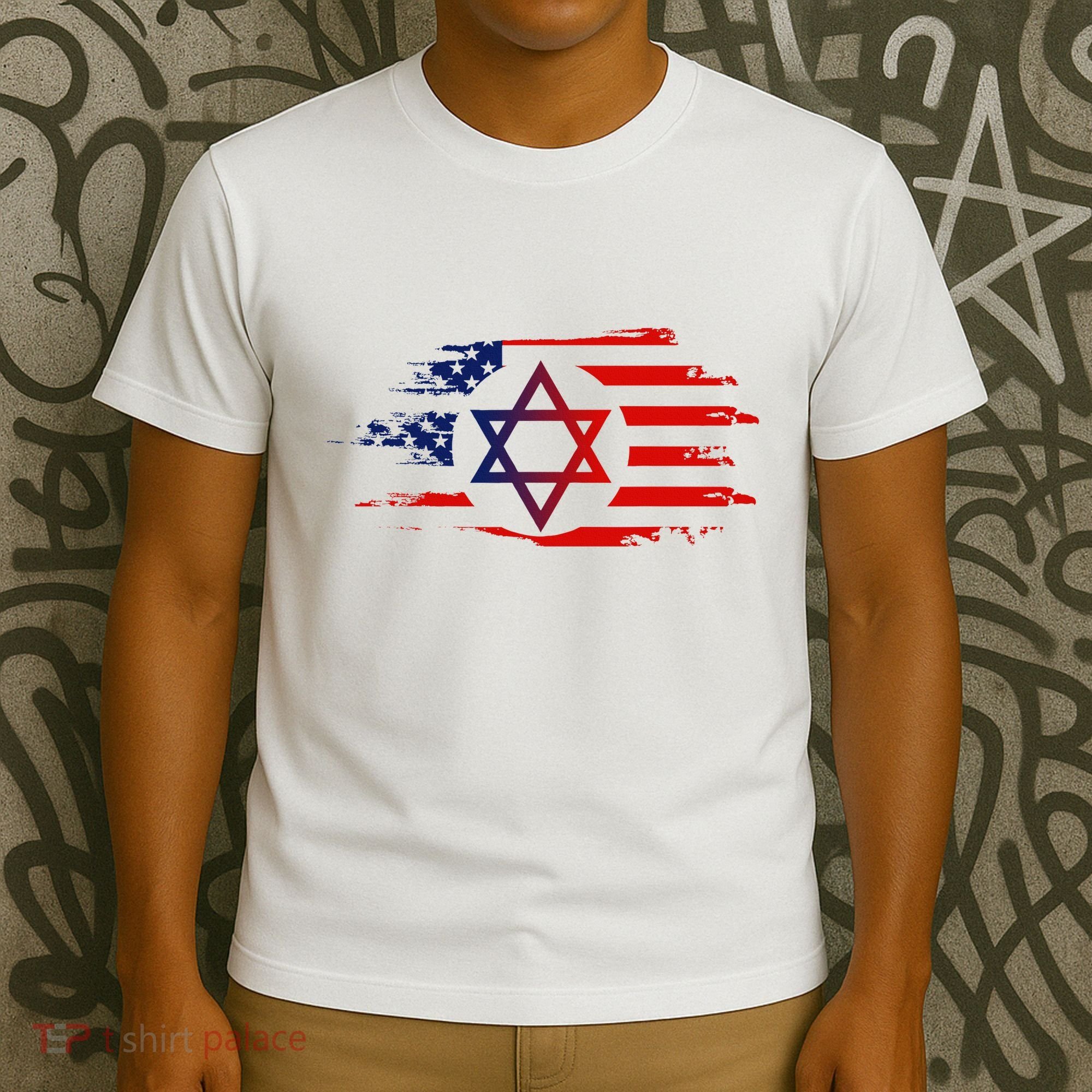 Jewish American Usa Flag With Star Of David Israel T-Shirt