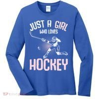 Just A Who Loves Hockey Ice Hockey Gift Women's Long Sleeve Shirt thumb 0