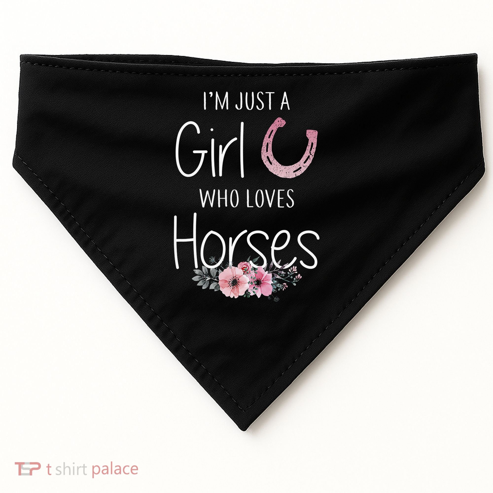 Just A  Who Loves Horses Horse Lover Cute USA-Made Doggie Bandana