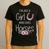Just A  Who Loves Horses Horse Lover Cute T-Shirt thumb 3