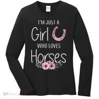 Just A  Who Loves Horses Horse Lover Cute Women's Long Sleeve Shirt thumb 0