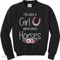 Just A  Who Loves Horses Horse Lover Cute Kids Sweatshirt thumb 0