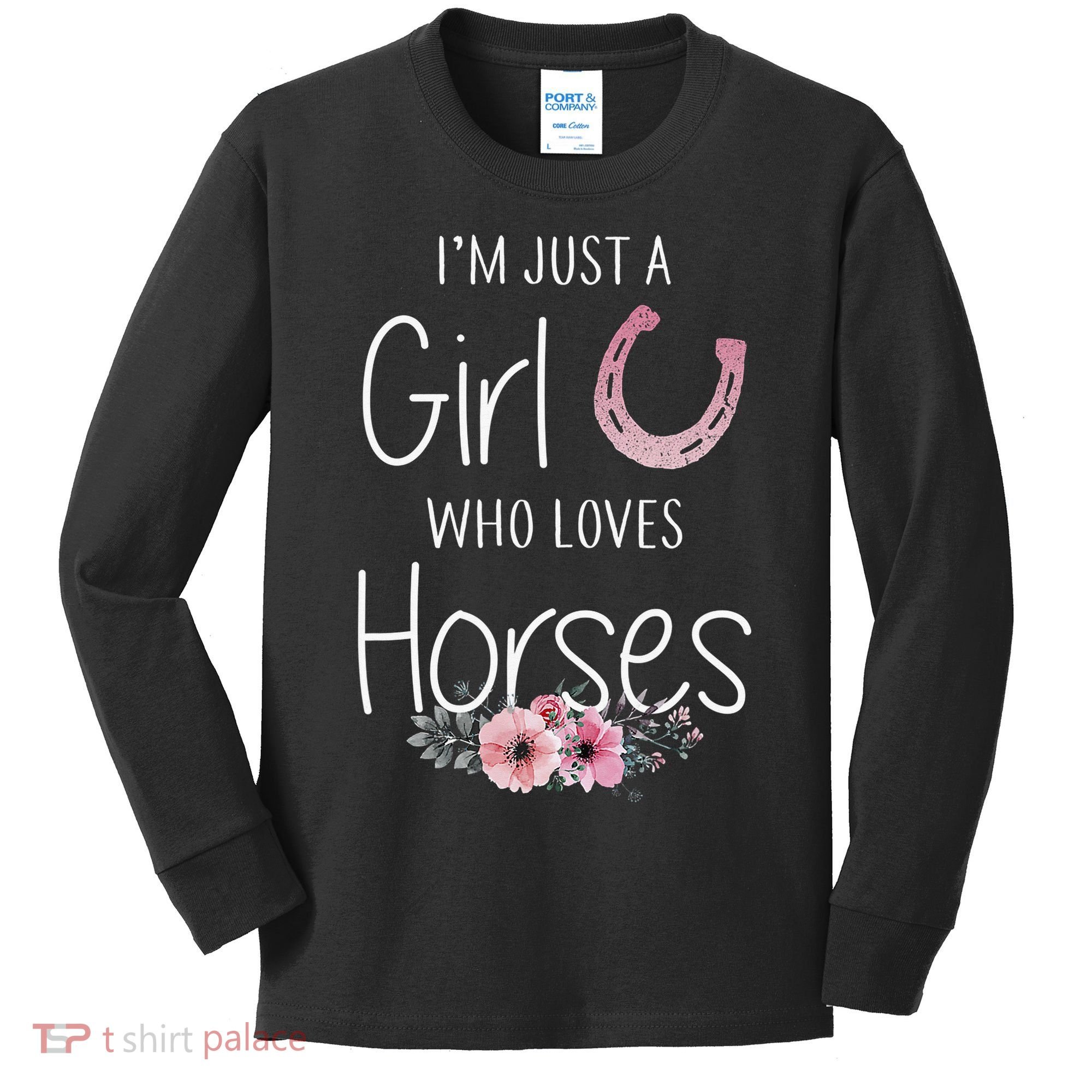 Just A  Who Loves Horses Horse Lover Cute Kids Long Sleeve Shirt