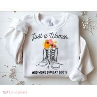 Just A Woman Who Wore Combat Boots Sweatshirt thumb 2