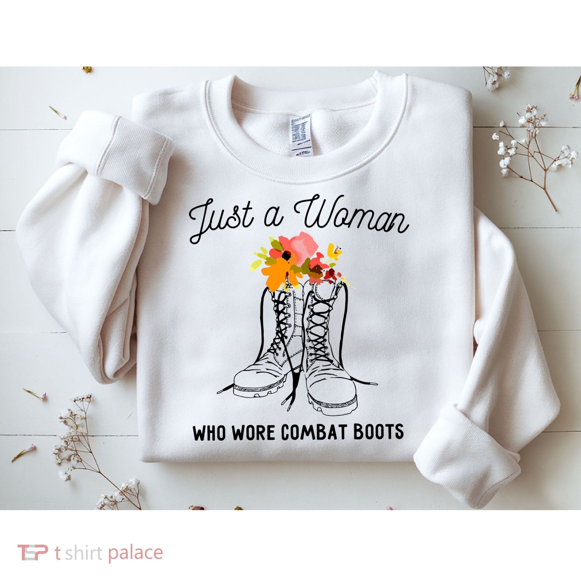 Just A Woman Who Wore Combat Boots Sweatshirt
