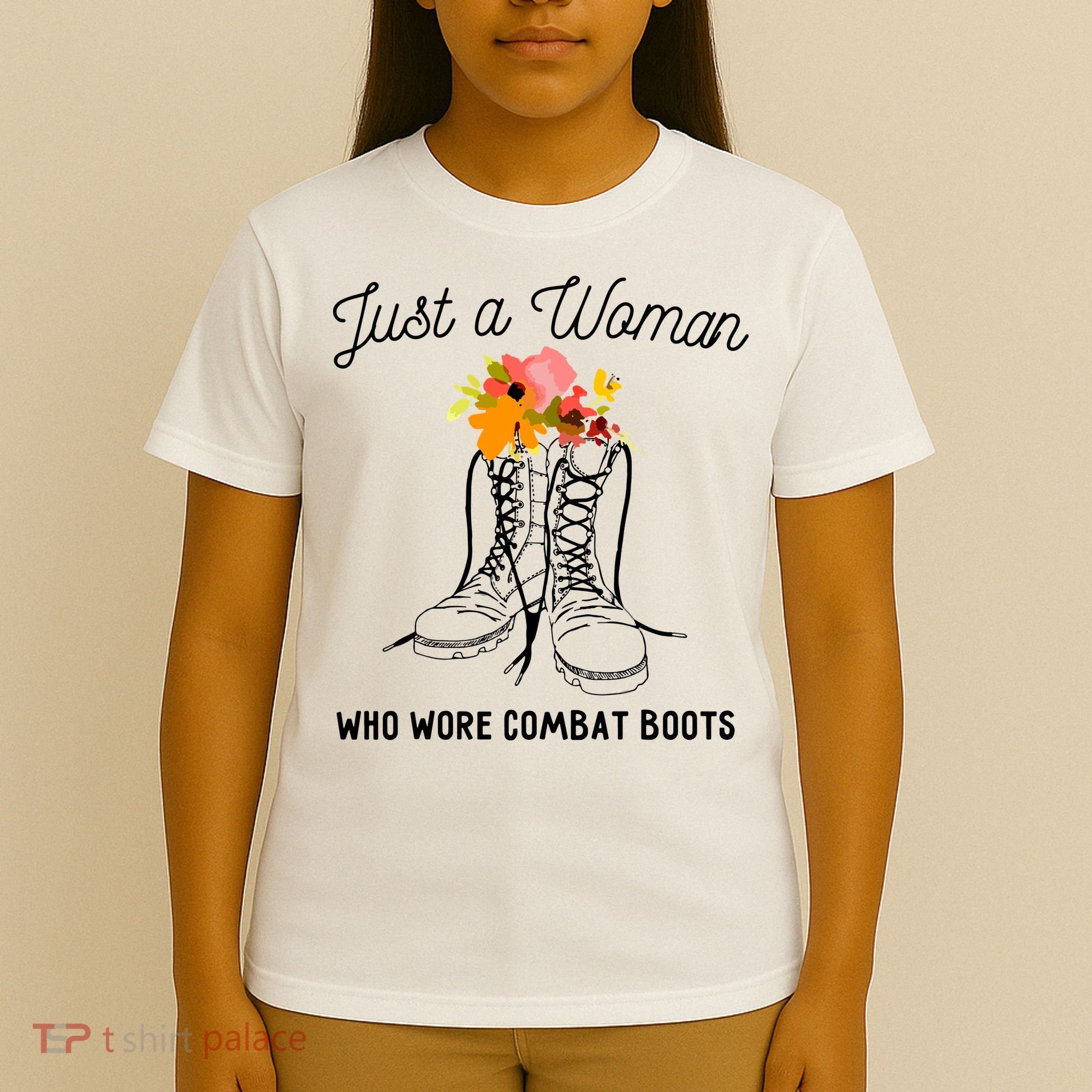 Just A Woman Who Wore Combat Boots T-Shirt