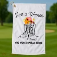 Just A Woman Who Wore Combat Boots Golf Towel thumb 1