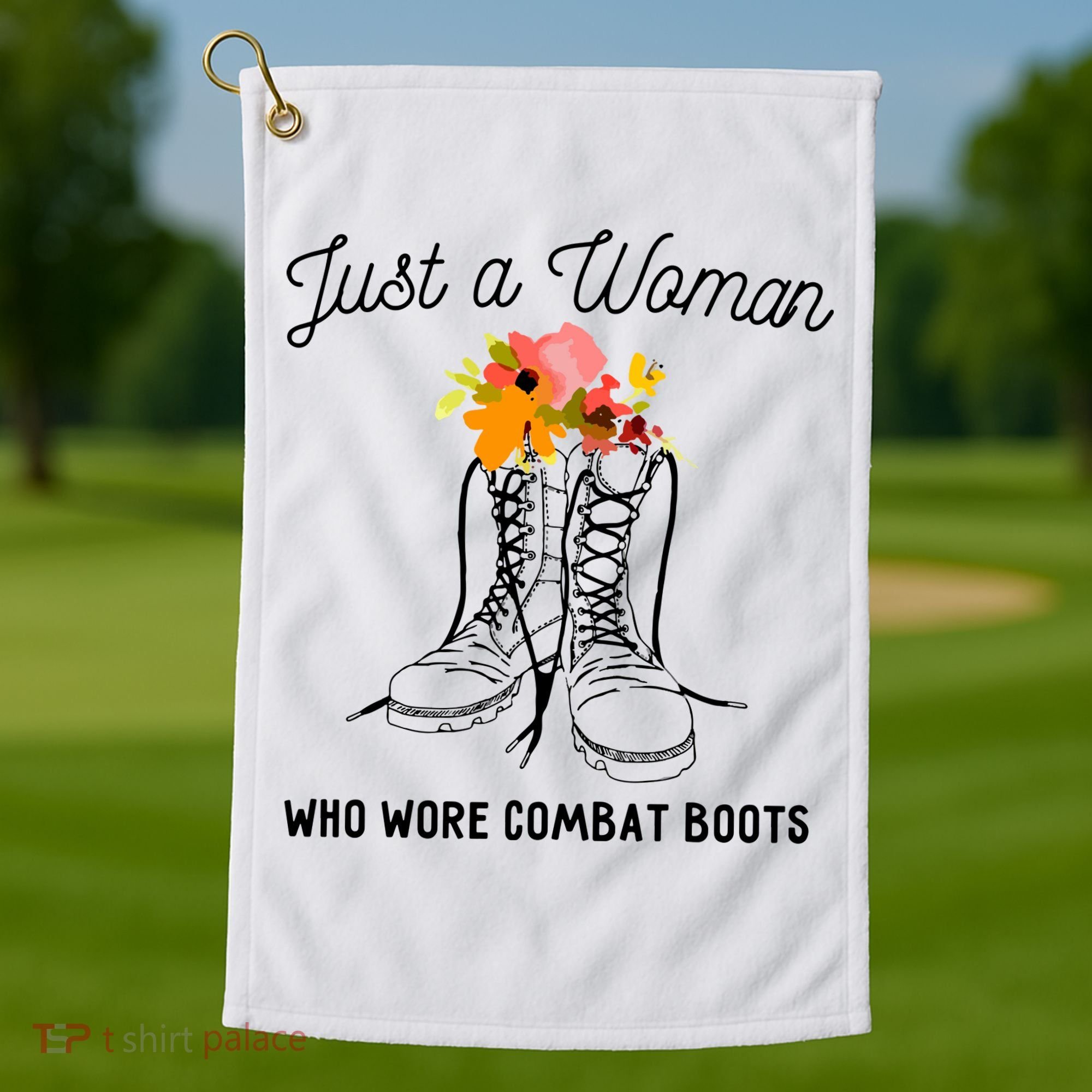 Just A Woman Who Wore Combat Boots Golf Towel