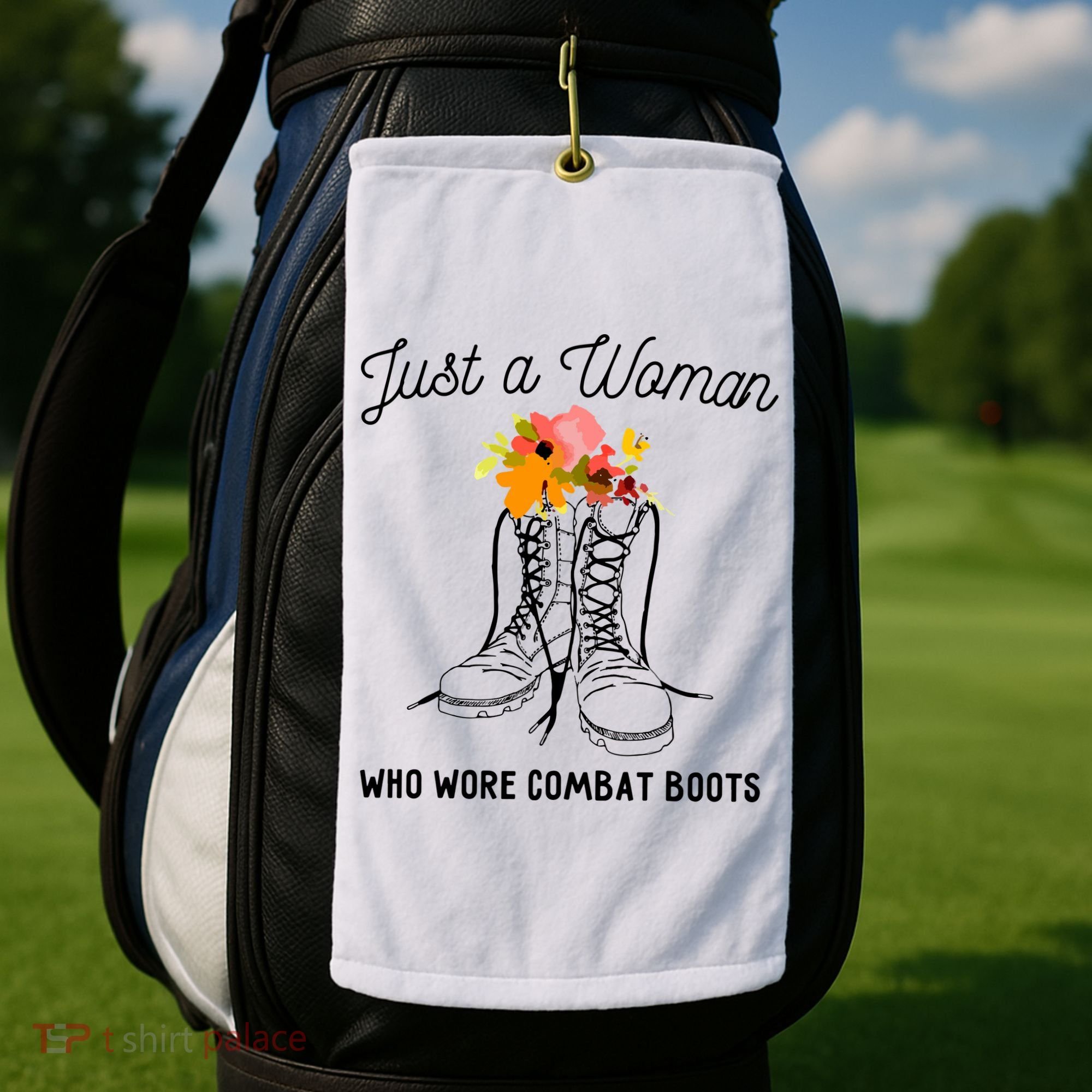 Just A Woman Who Wore Combat Boots Golf Towel