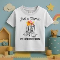 Just A Woman Who Wore Combat Boots Toddler T-Shirt thumb 3