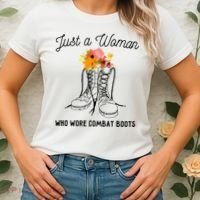 Just A Woman Who Wore Combat Boots Women's T-Shirt thumb 2