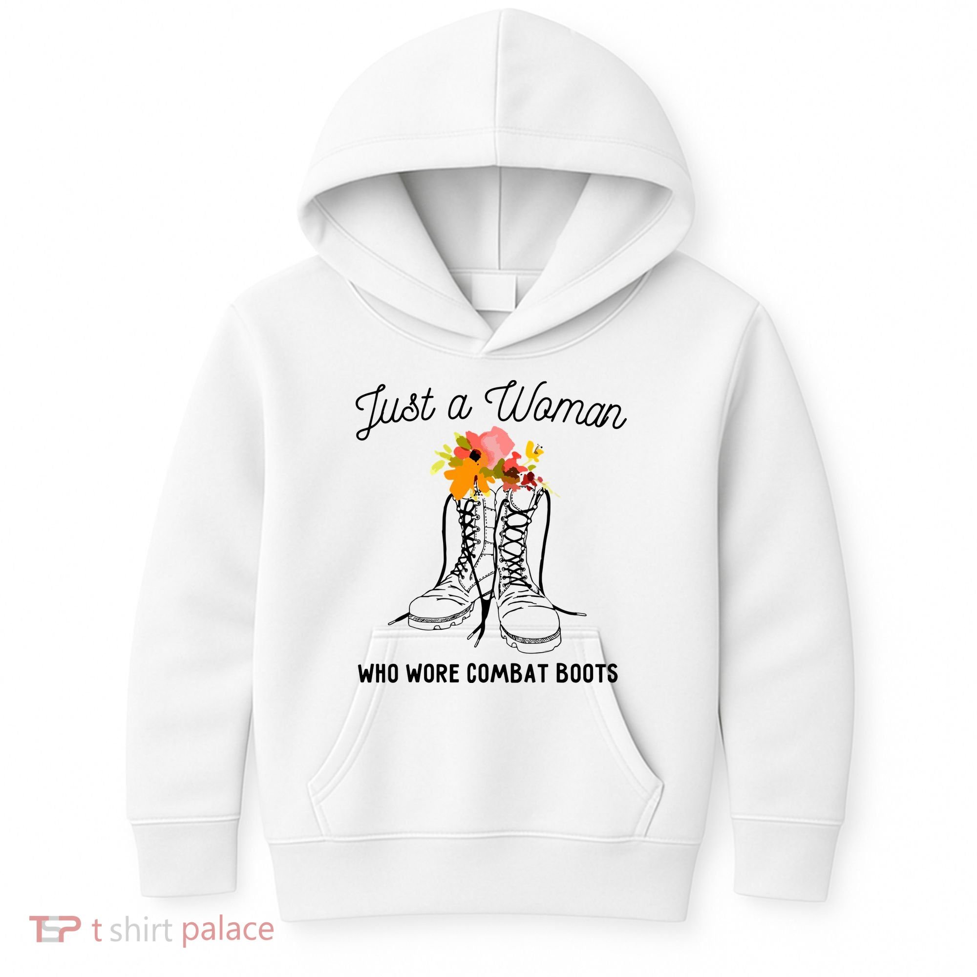 Just A Woman Who Wore Combat Boots Kids Hoodie