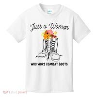 Just A Woman Who Wore Combat Boots Kids T-Shirt thumb 0