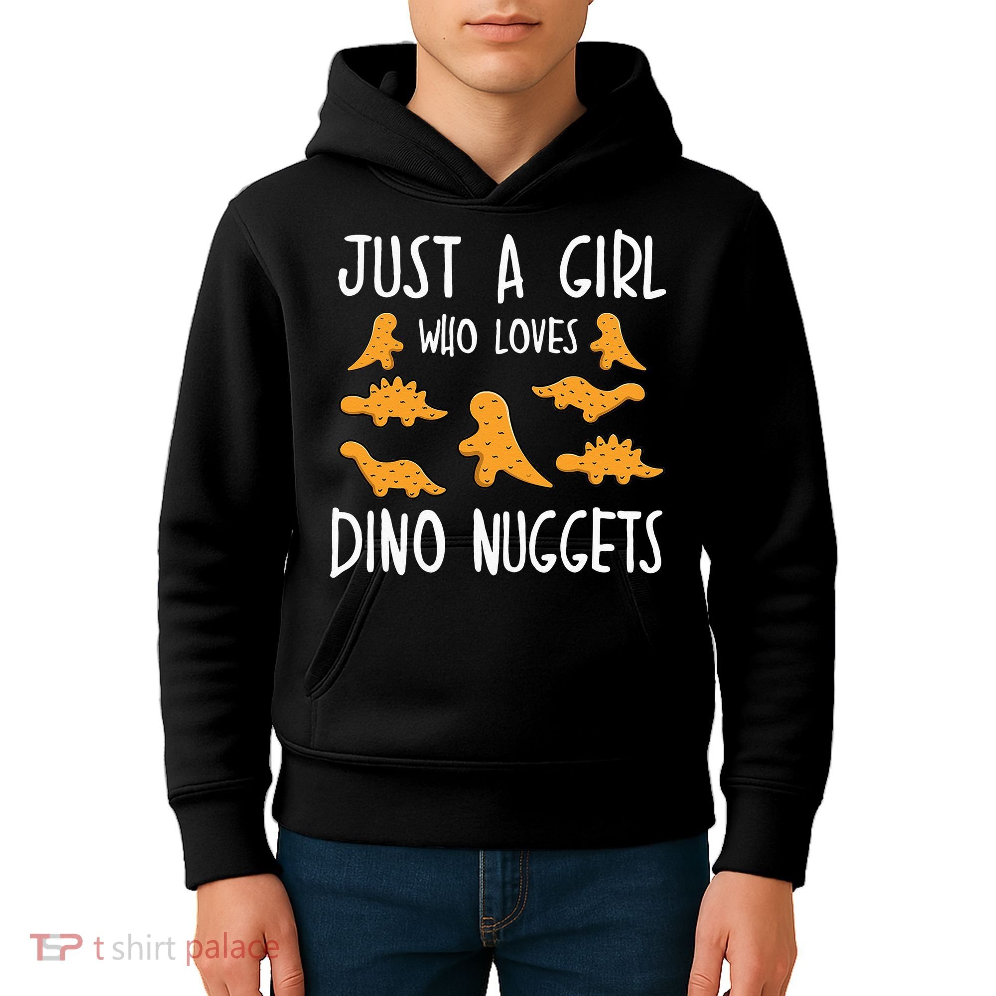 Just a Who Loves Dino Nuggets Merch Chicken Nuggets Kids Hoodie