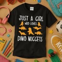 Just a Who Loves Dino Nuggets Merch Chicken Nuggets Kids T-Shirt thumb 3