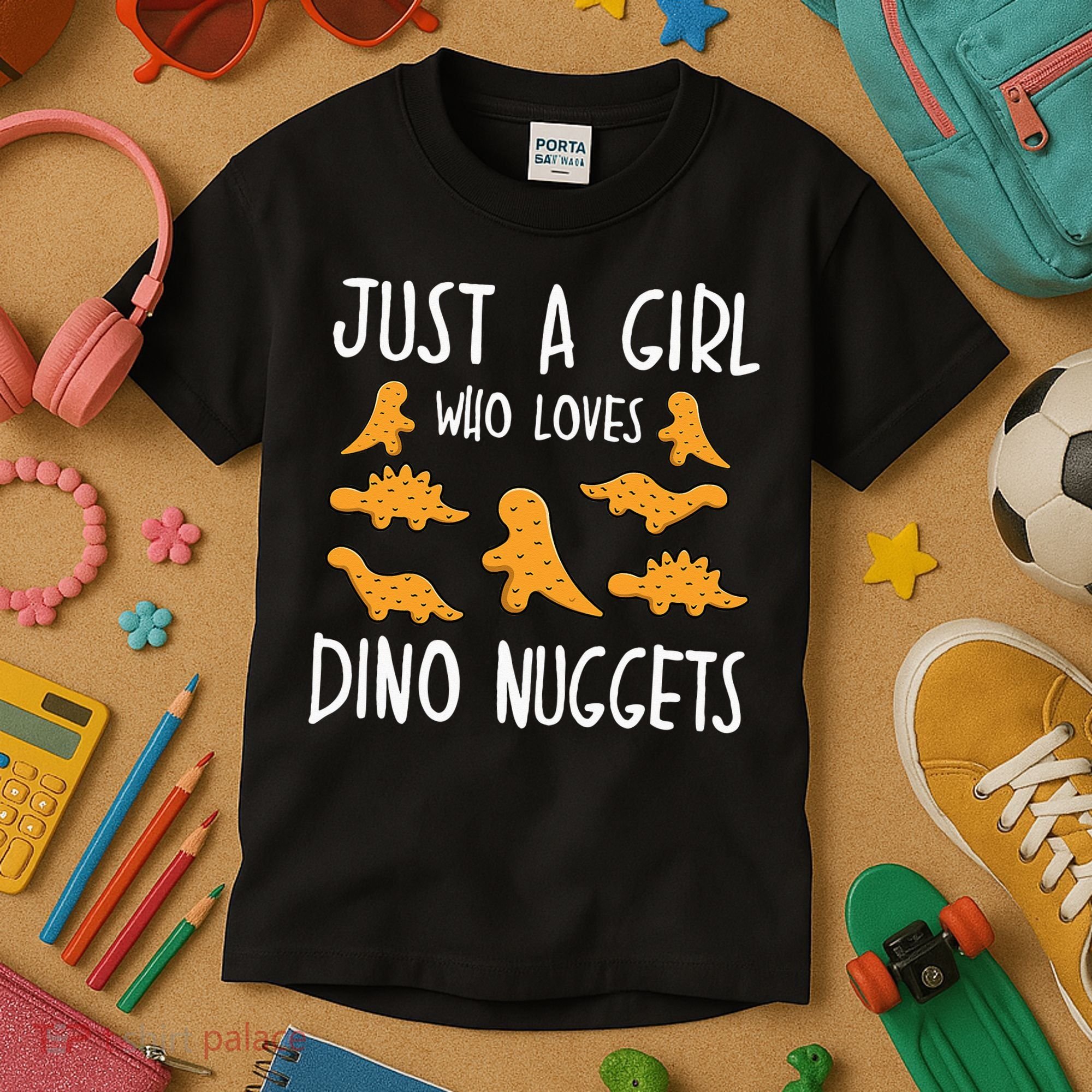 Just a Who Loves Dino Nuggets Merch Chicken Nuggets Kids T-Shirt