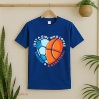 Just A Who Loves Soccer And Basketball Ball Gift T-Shirt thumb 2