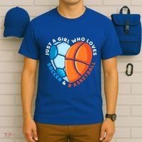 Just A Who Loves Soccer And Basketball Ball Gift T-Shirt thumb 6