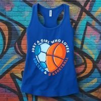 Just A Who Loves Soccer And Basketball Ball Gift Women's Tank Top thumb 3