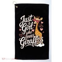 Just A Who Loves Giraffes Cute Animal Lover Great Gift Golf Towel thumb 0