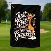 Just A Who Loves Giraffes Cute Animal Lover Great Gift Golf Towel thumb 1