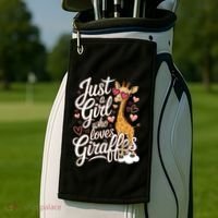 Just A Who Loves Giraffes Cute Animal Lover Great Gift Golf Towel thumb 2