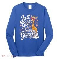 Just A Who Loves Giraffes Cute Animal Lover Great Gift Long Sleeve Shirt thumb 0