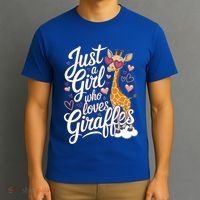 Just A Who Loves Giraffes Cute Animal Lover Great Gift T-Shirt thumb 3
