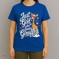 Just A Who Loves Giraffes Cute Animal Lover Great Gift T-Shirt thumb 4