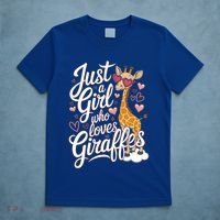 Just A Who Loves Giraffes Cute Animal Lover Great Gift T-Shirt thumb 5