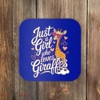 Just A Who Loves Giraffes Cute Animal Lover Great Gift Coaster thumb 0