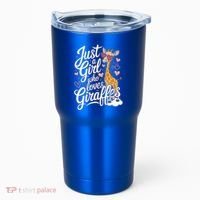 Just A Who Loves Giraffes Cute Animal Lover Great Gift Tumbler thumb 0
