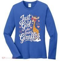 Just A Who Loves Giraffes Cute Animal Lover Great Gift Women's Long Sleeve Shirt thumb 0